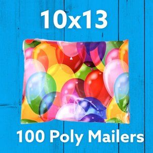 100 10x13 Colorful Balloons Poly Mailers